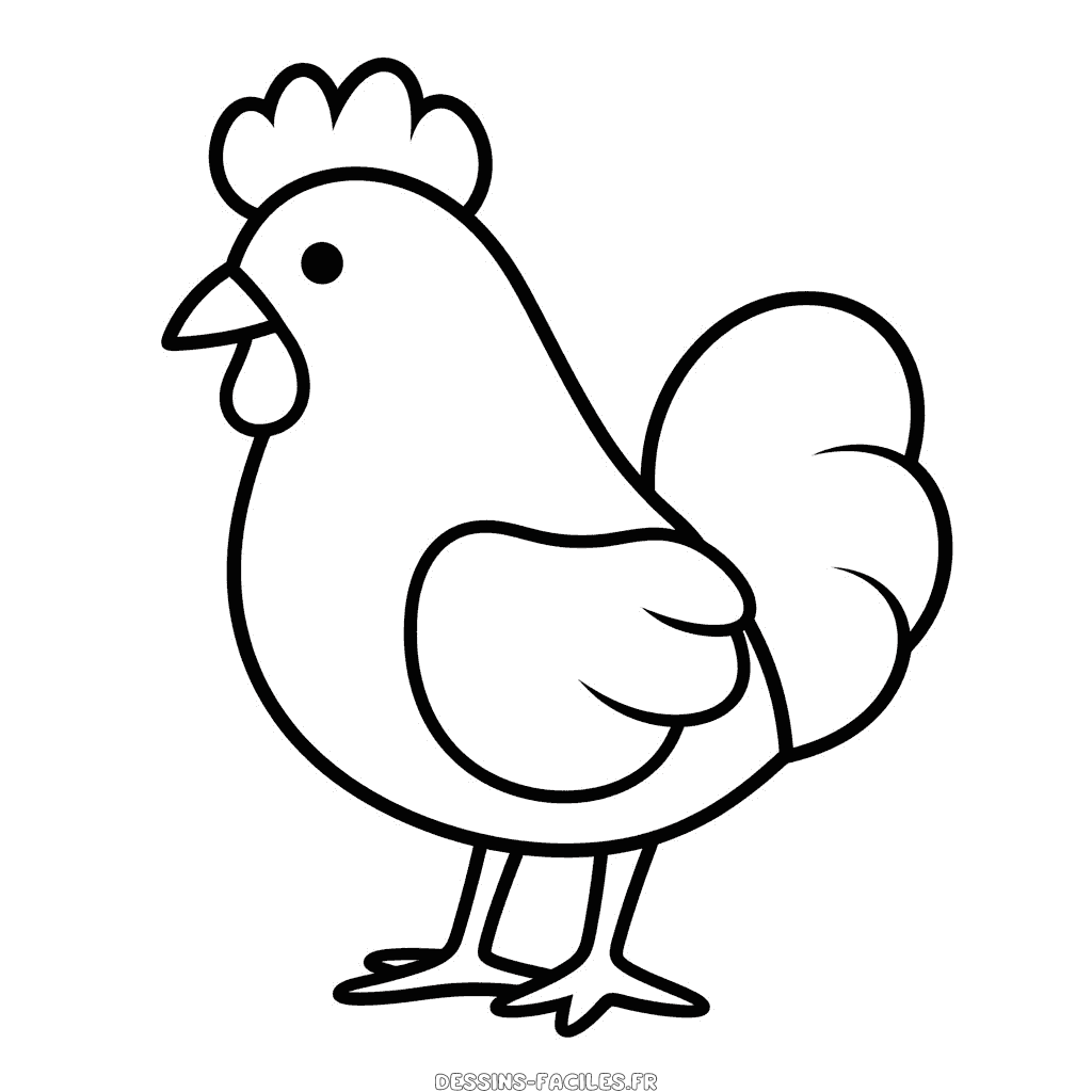 Dessin facile coq