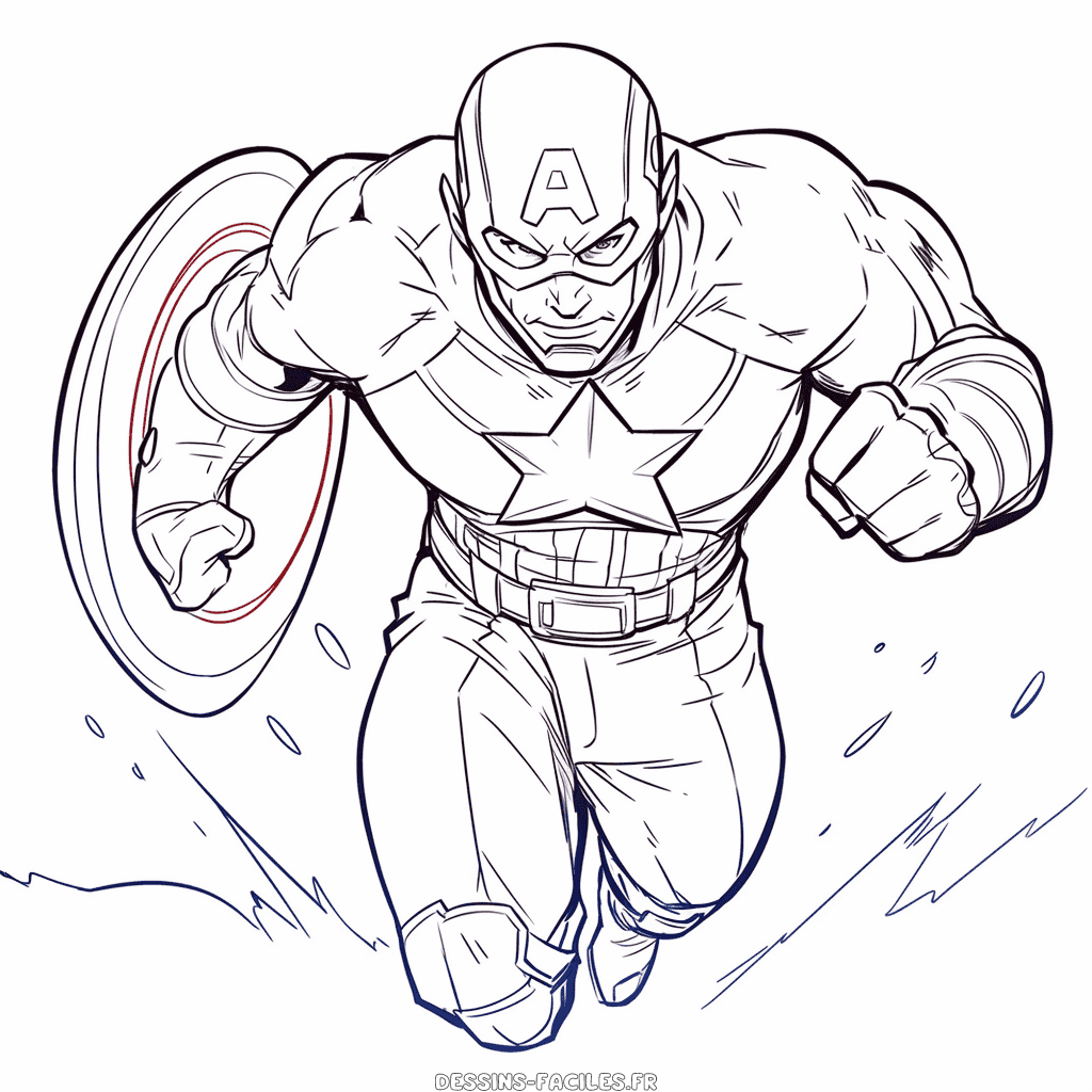 Dessin facile capitaine amérique