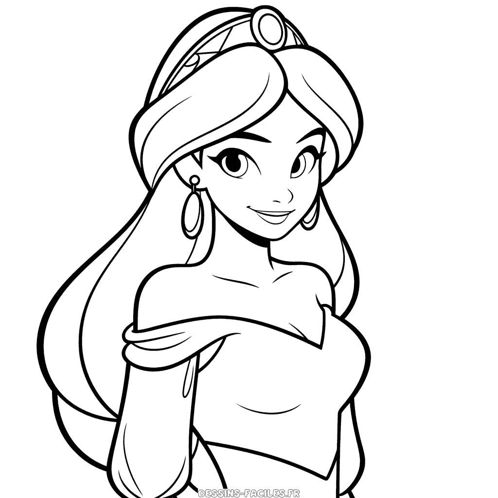 Dessin facile jasmine aladdin