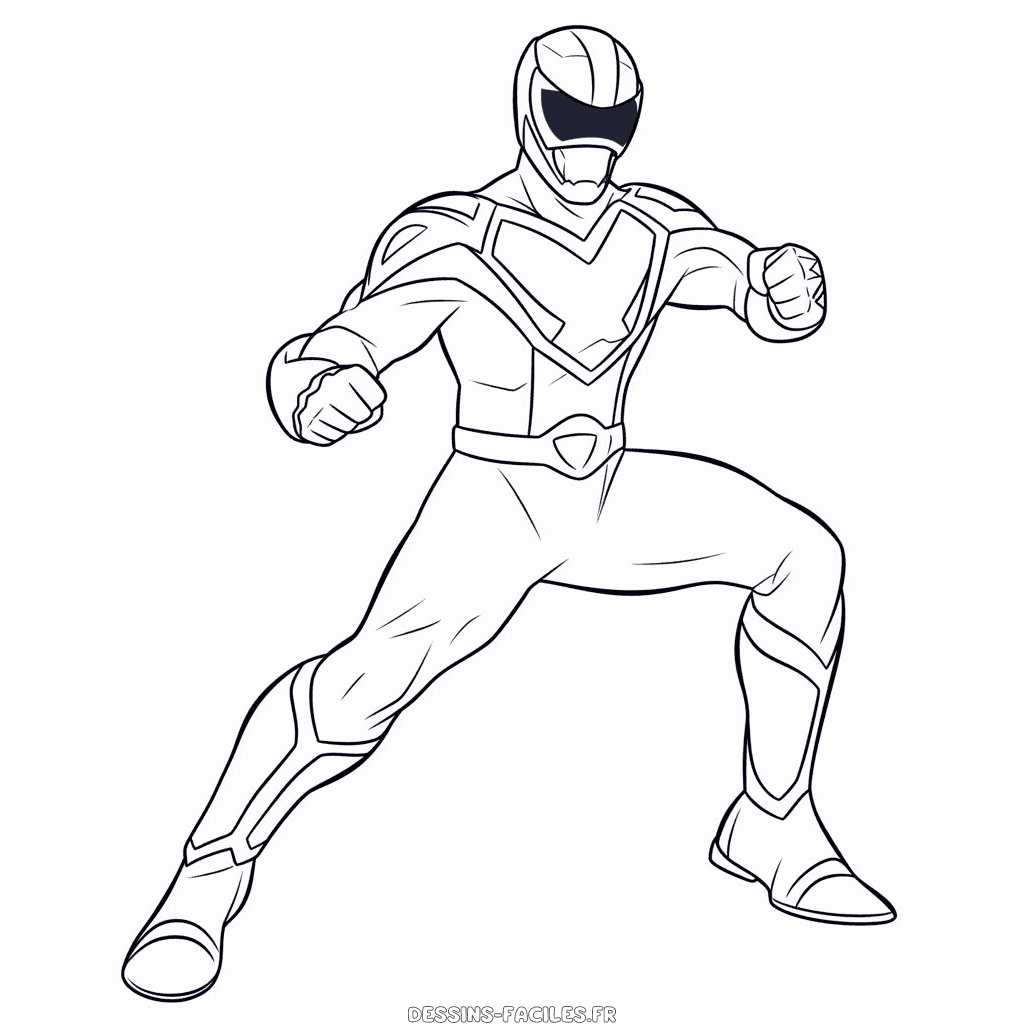 Dessin facile ranger bleu power rangers