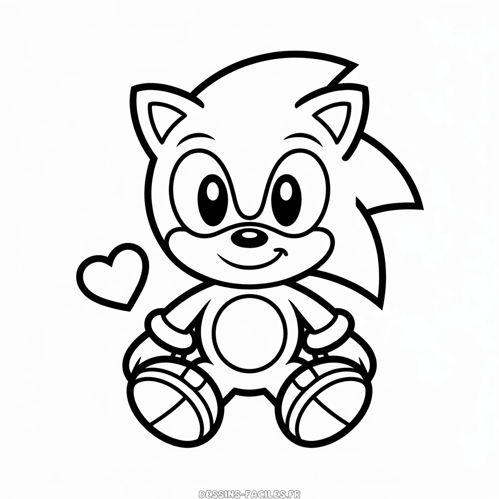 Dessin facile Adorable Bébé Sonic