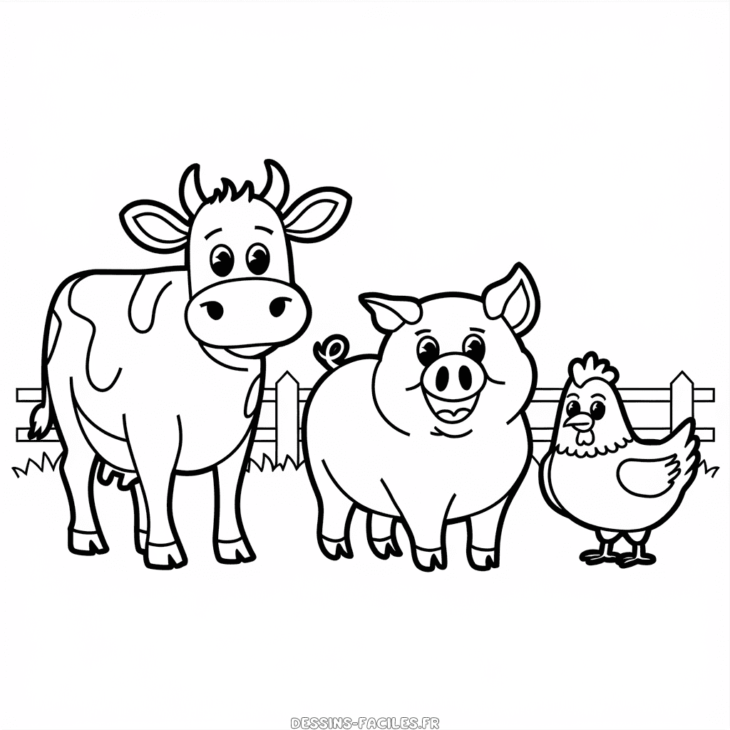 Dessin facile Amis des animaux de la ferme