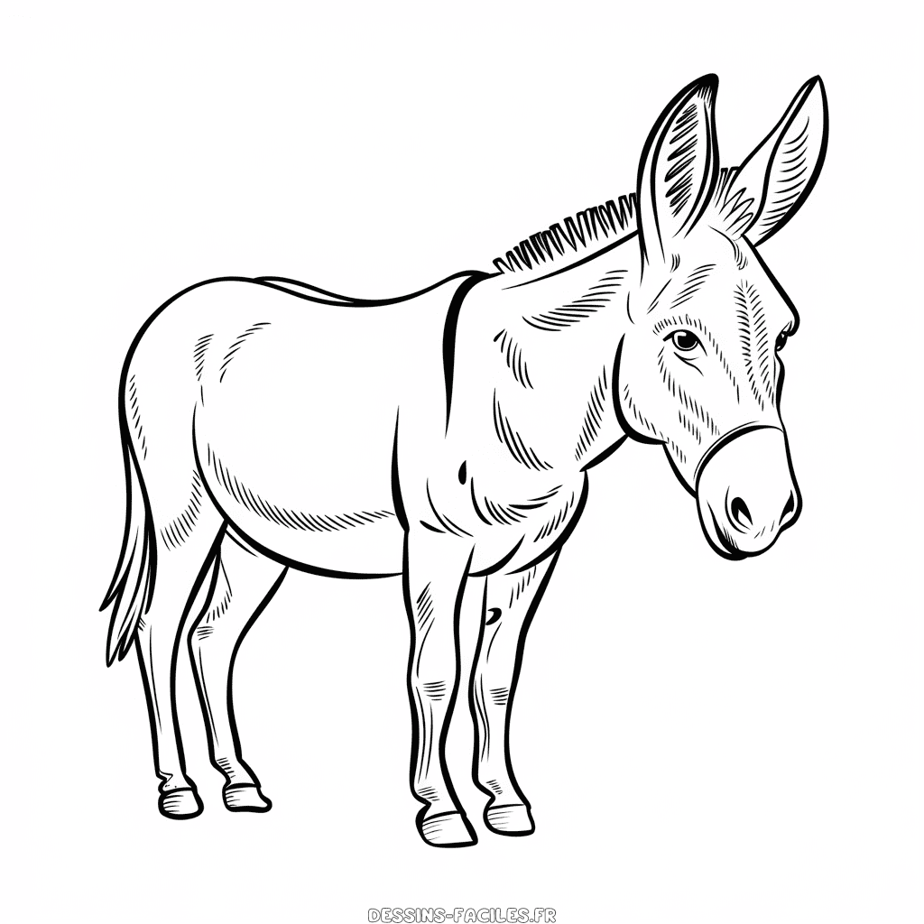 Dessin facile Âne réaliste