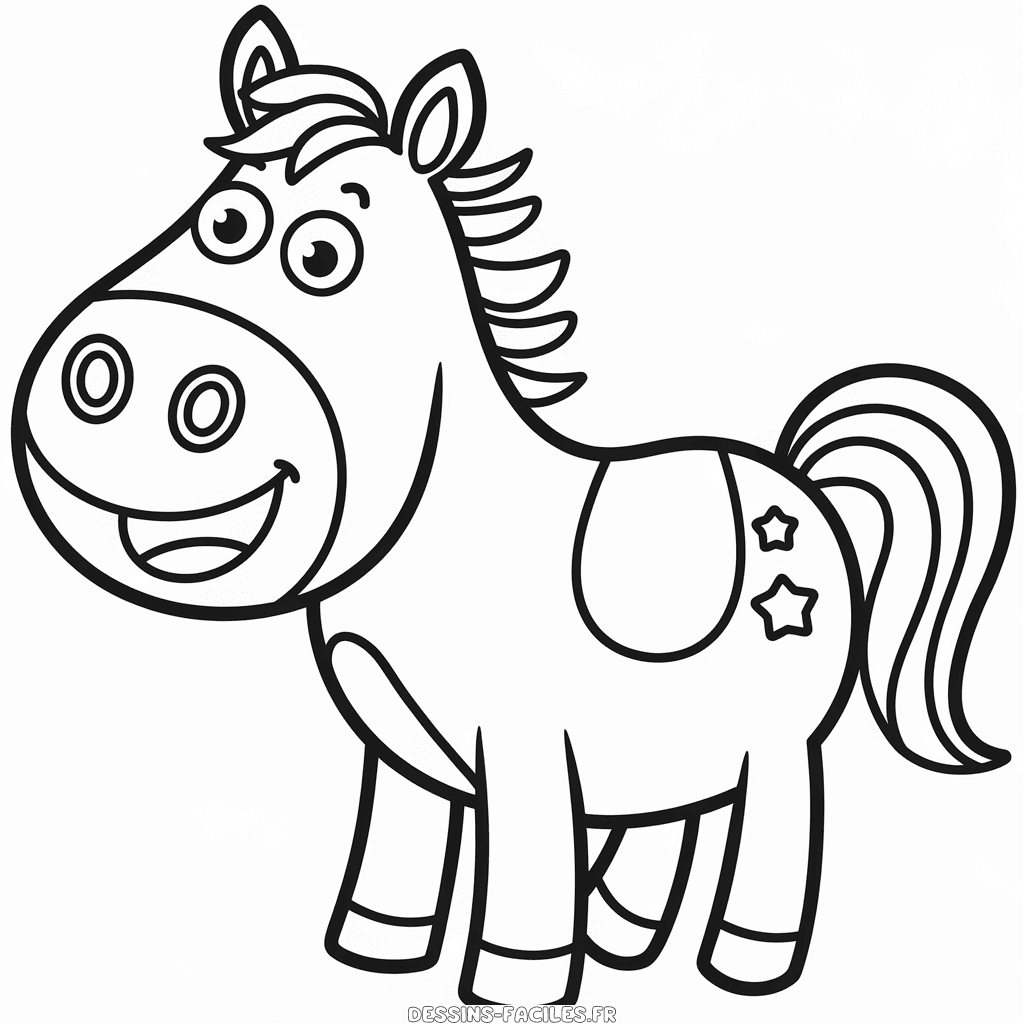Dessin facile Cheval dessin animé joyeux