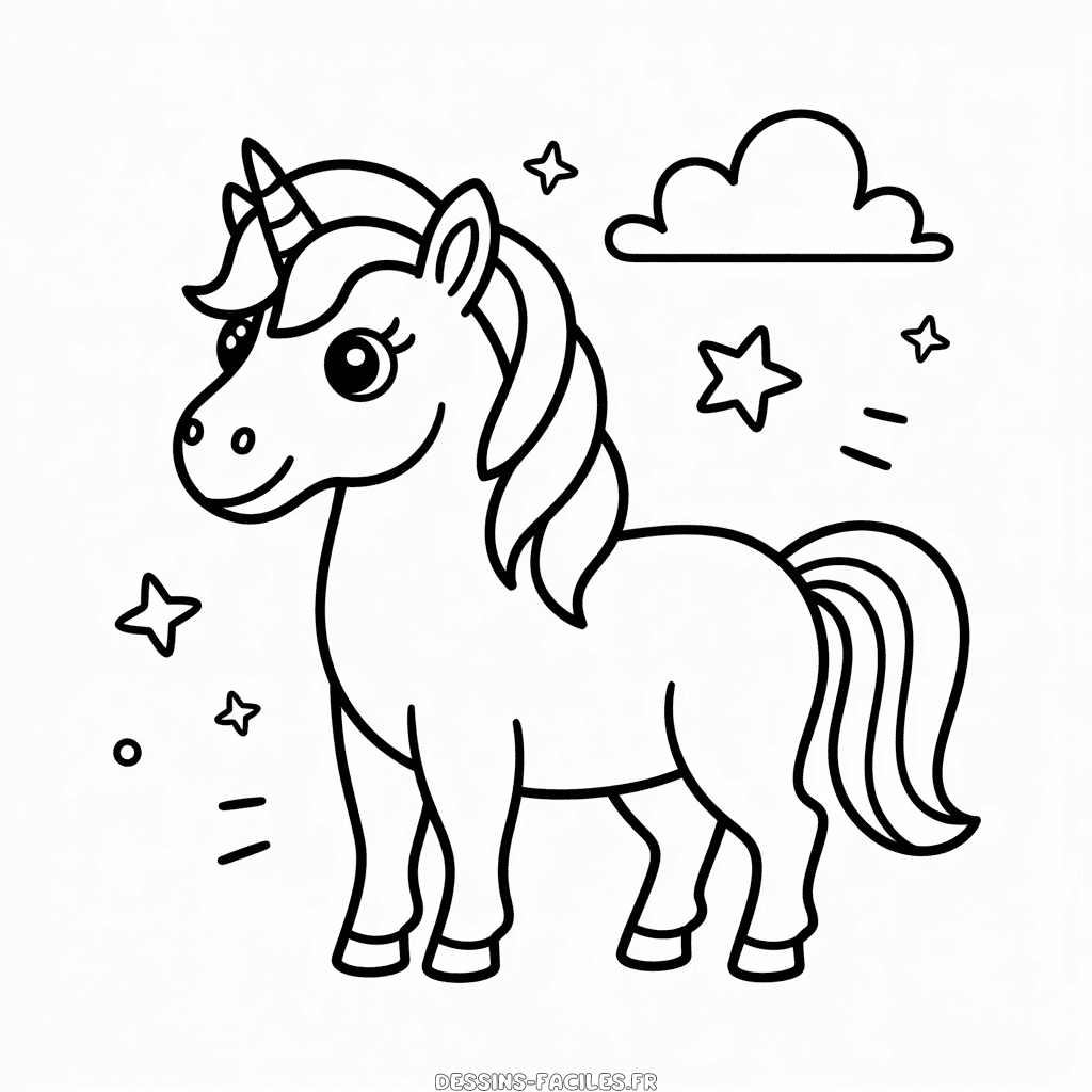 Dessin facile Licorne Cartoon