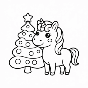 Dessin facile Licorne de Noël