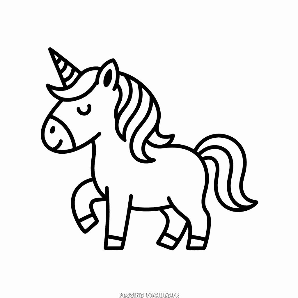 Dessin facile Licorne Mignonne