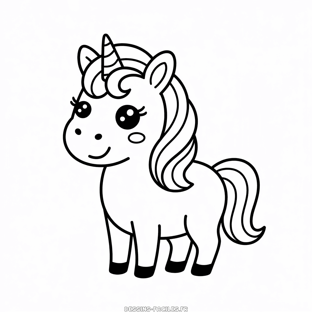 Dessin facile Licorne Noir et Blanc