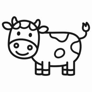 Dessin facile Vache noire et blanche