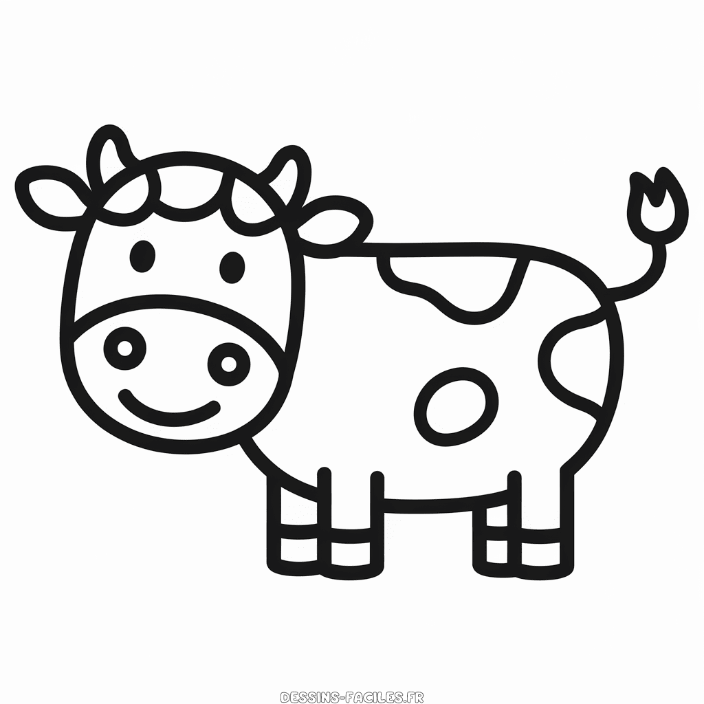 Dessin facile Vache noire et blanche