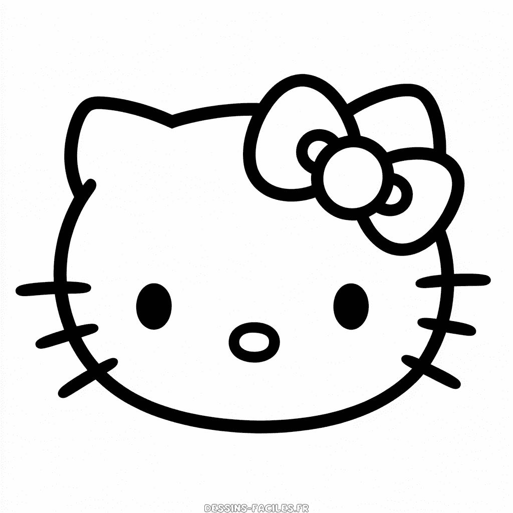 Dessin facile Visage de Hello Kitty