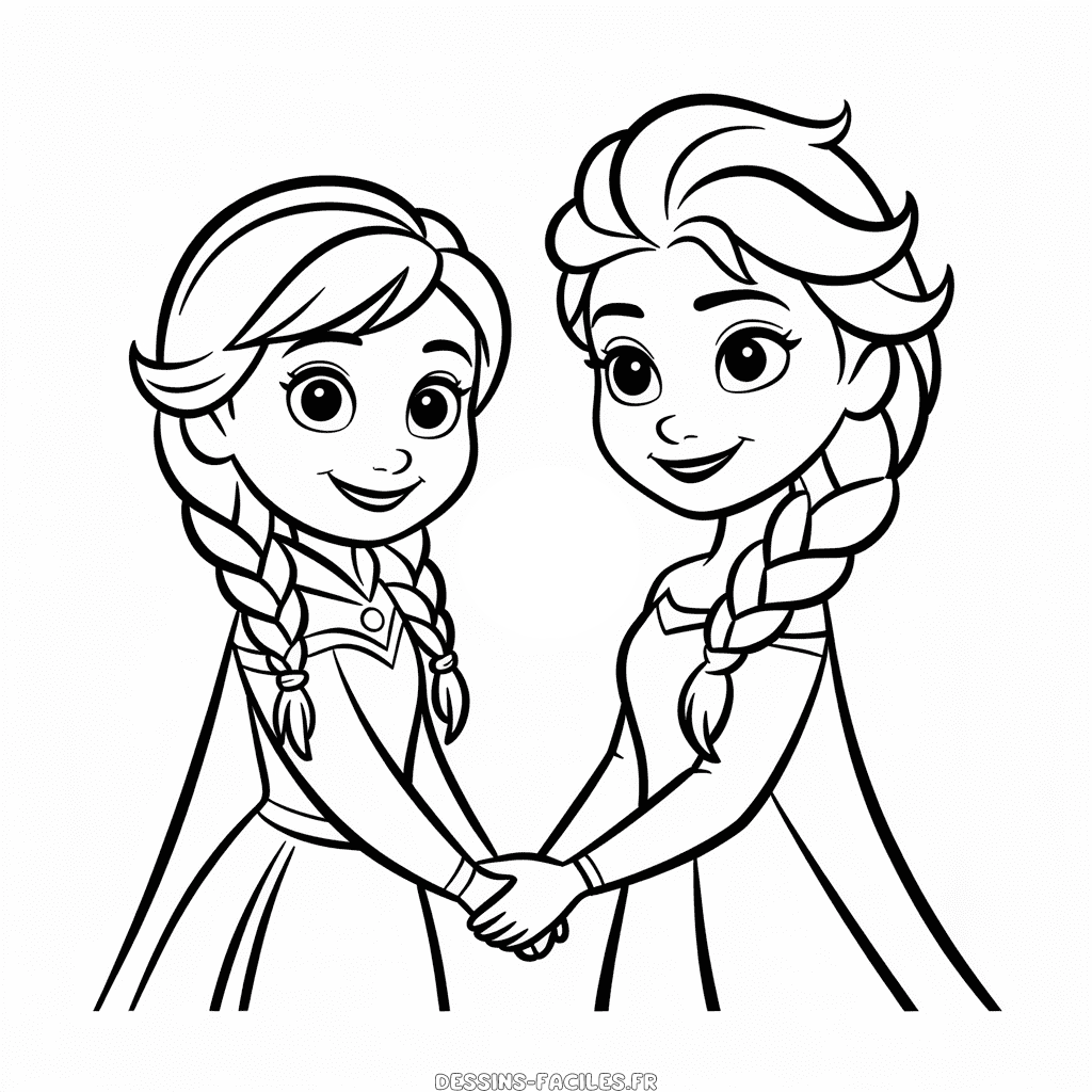 Dessin Facile Anna et Elsa Ensemble