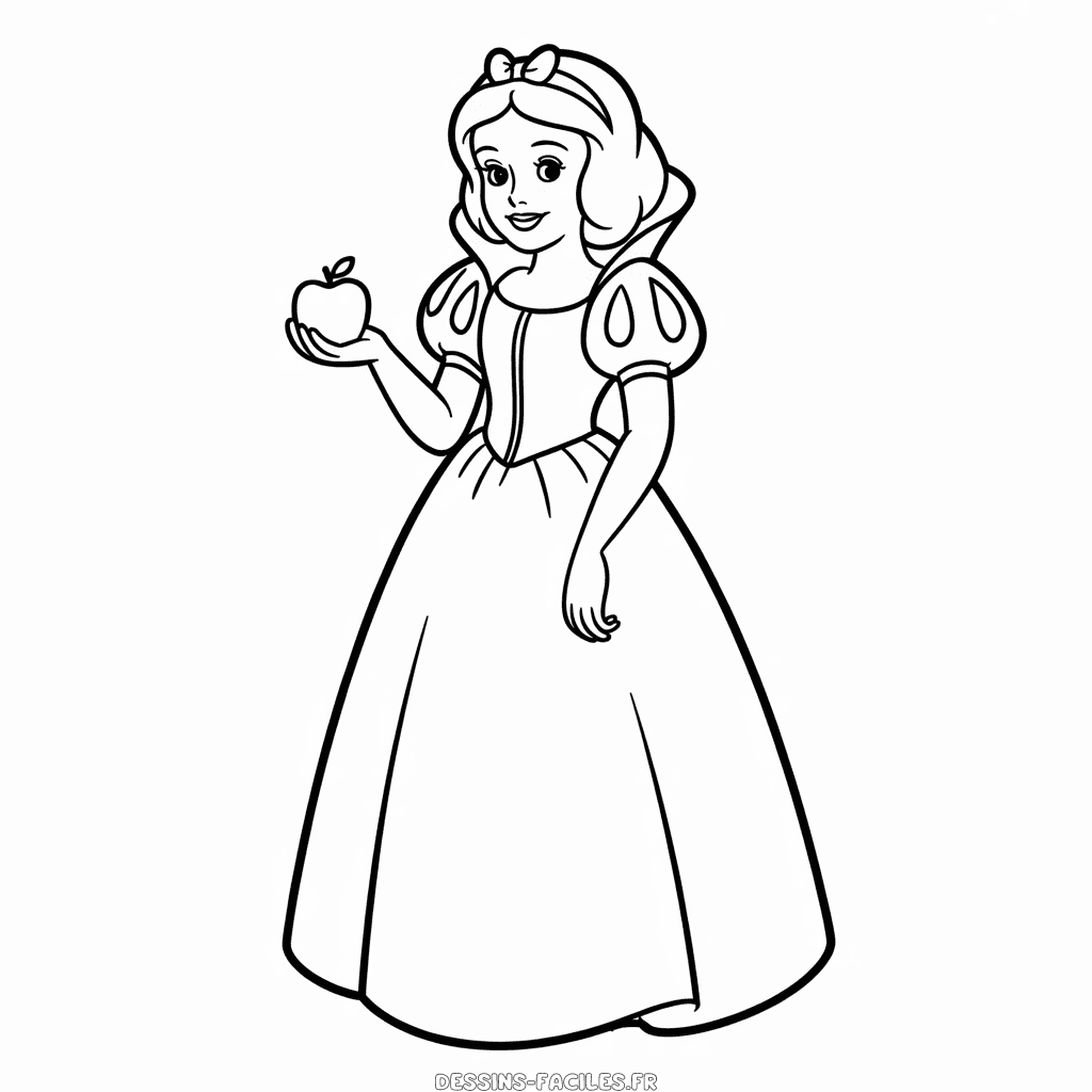 Dessin Facile Blanche-Neige et Pomme