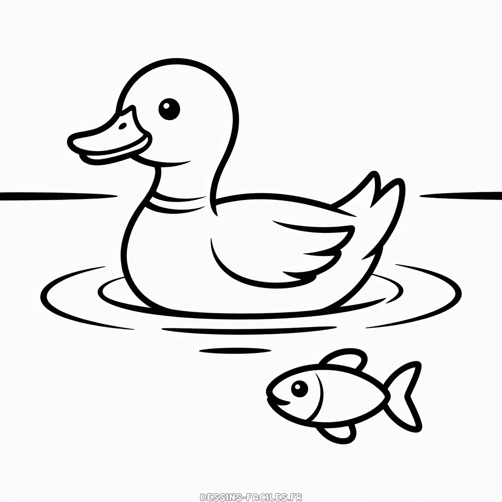 Dessin Facile Canard dans l'eau