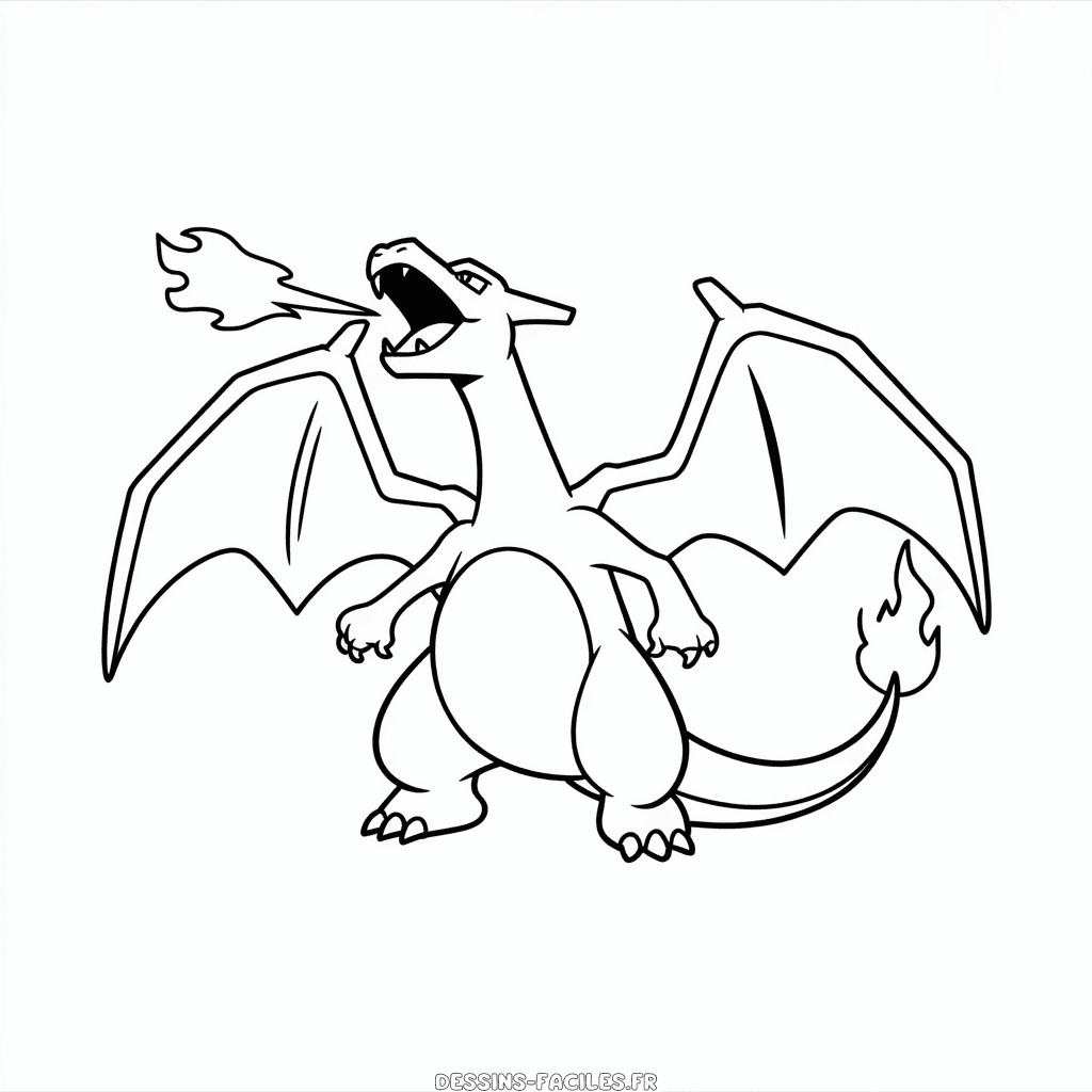 Dessin Facile Dracaufeu Crachant du Feu