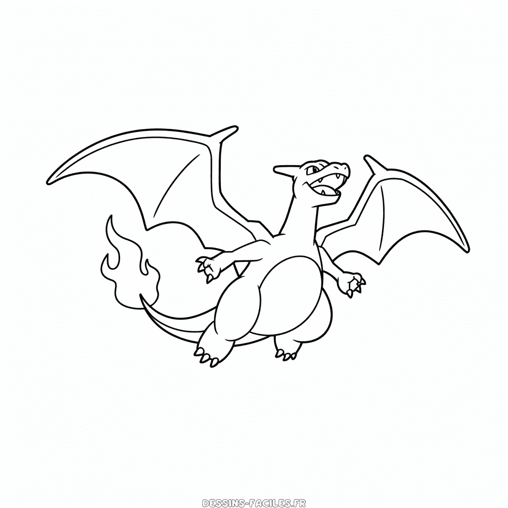 Dessin Facile Dracaufeu en vol