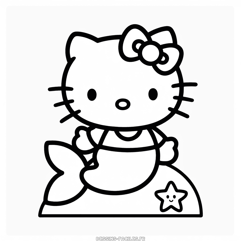 Dessin Facile Hello Kitty Sirène