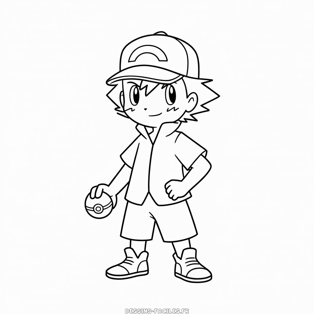 Dessin Facile Sacha Dresseur de Pokémons