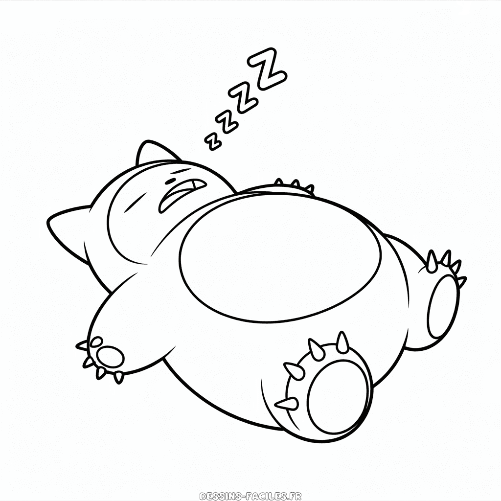 Dessin Facile Ronflex en Train de Dormir