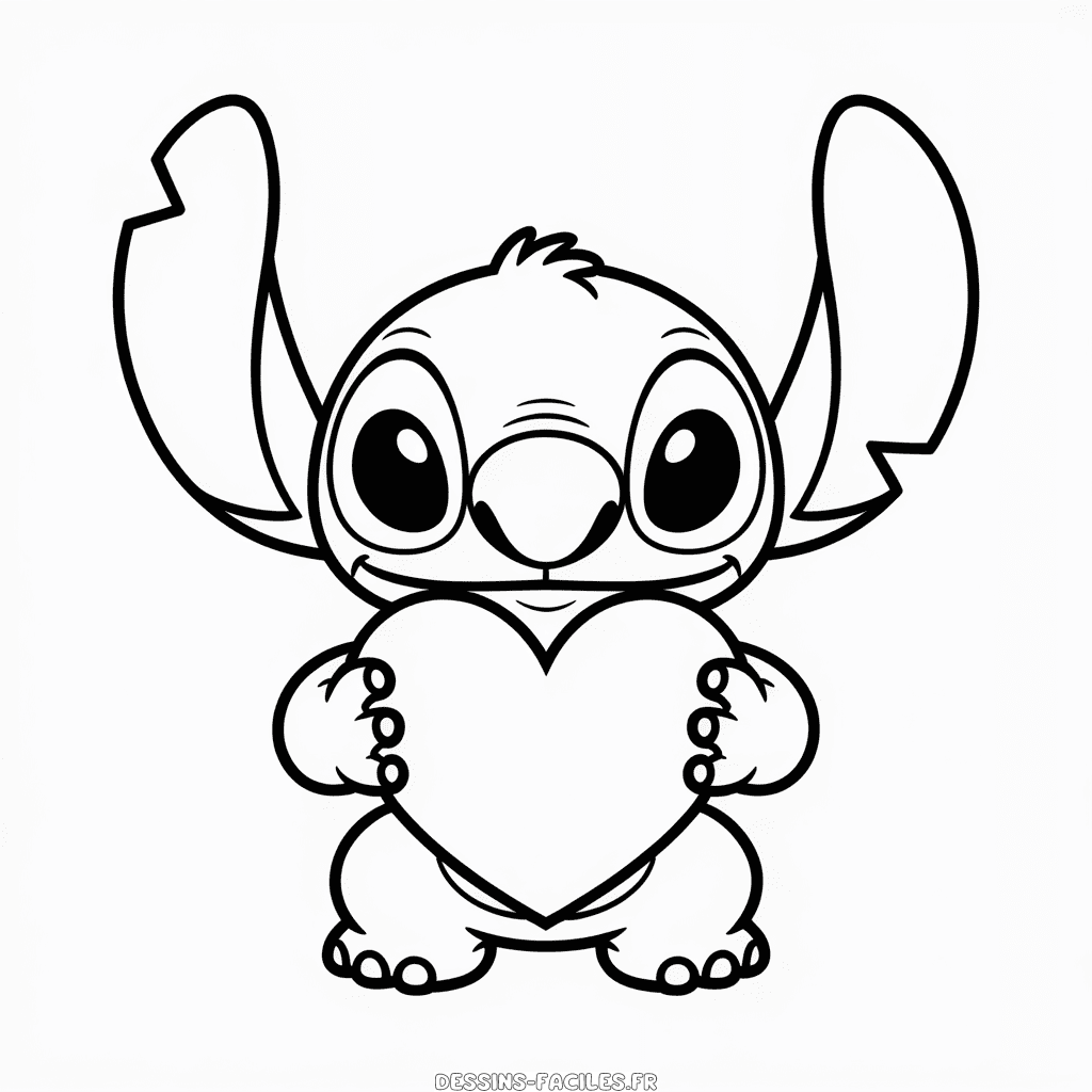 Dessin Facile Stitch Tenant un Cœur