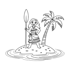 Dessin Facile Vaiana sur l'île