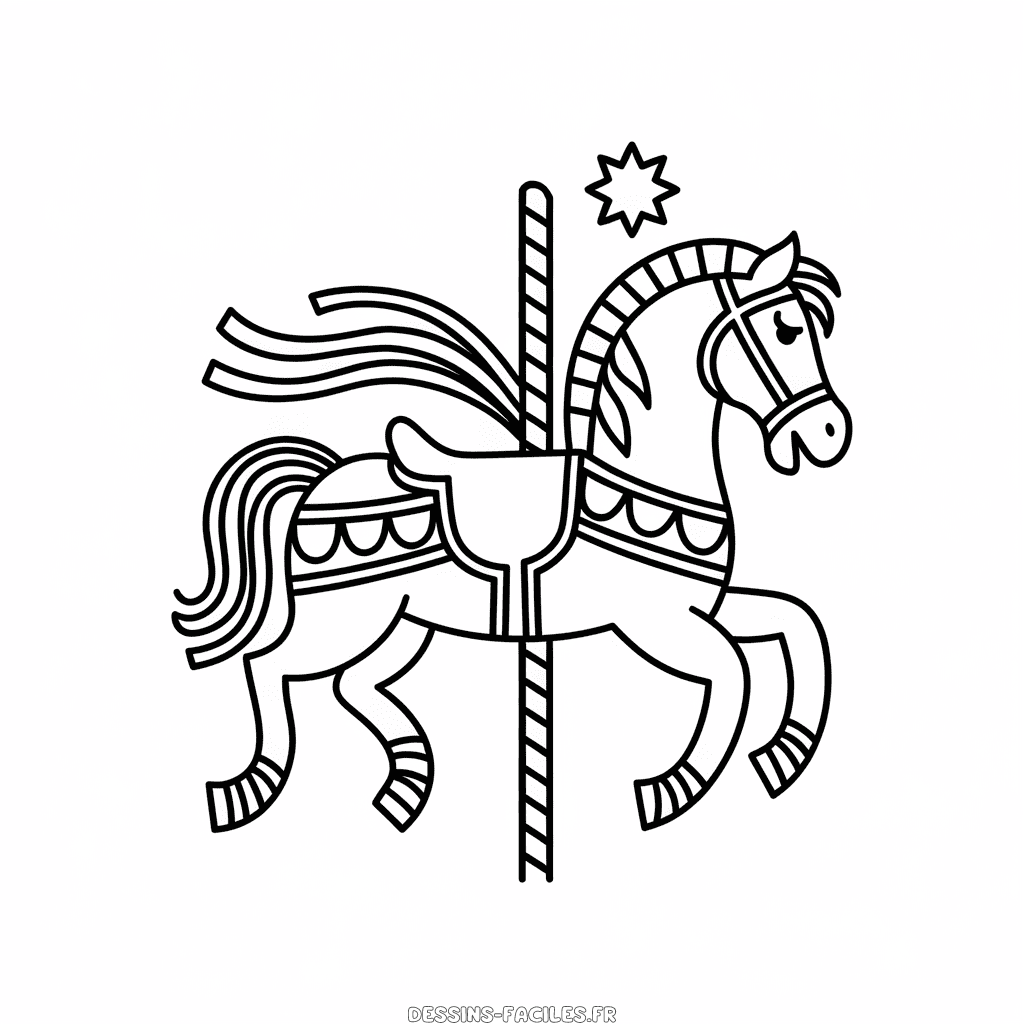 Dessin Facile Cheval de carrousel