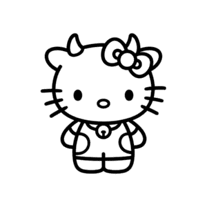 Dessin Facile Hello Kitty en Costume de Vache