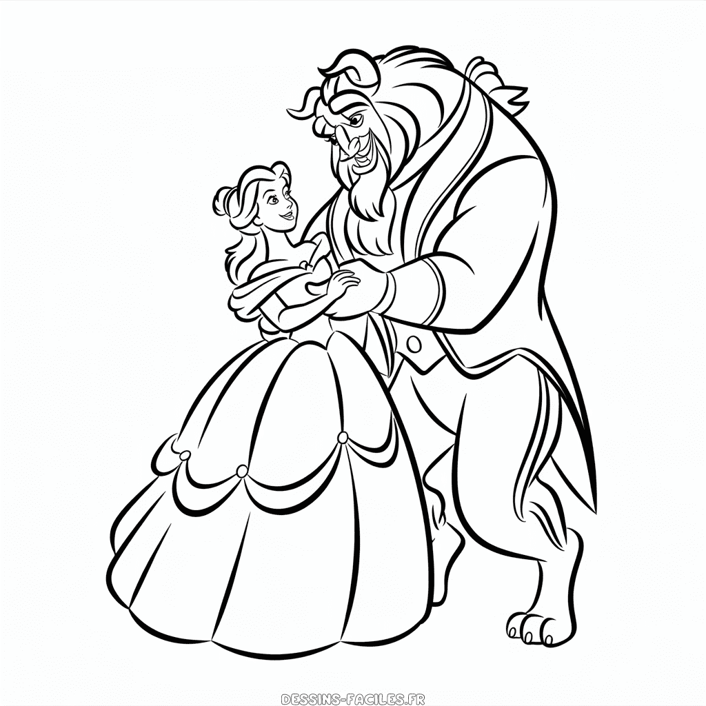 Dessin Facile La Belle et la Bête Disney