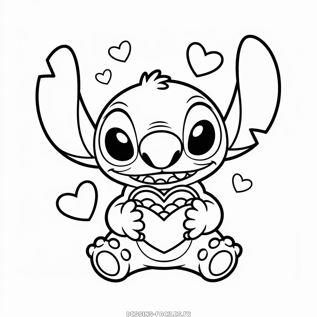 Dessin Facile La Saint-Valentin de Stitch