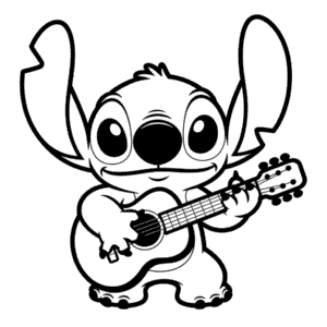 Dessin Facile Stitch Joue de la Guitare