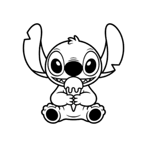 Dessin Facile Stitch Mangeant une Glace