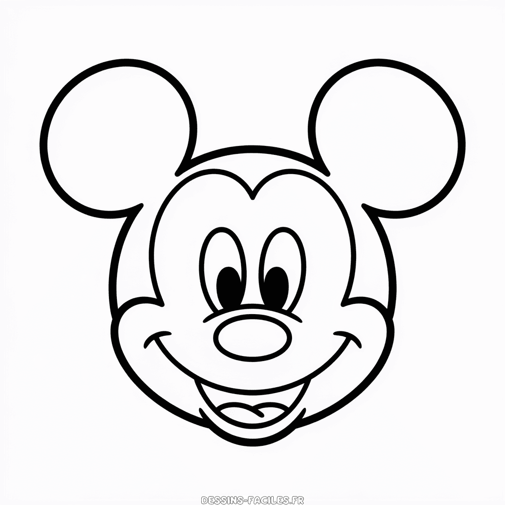 Dessin Facile Tête de Mickey Mouse