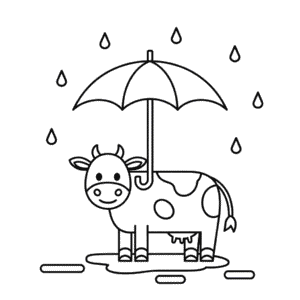 Dessin Facile Vache sous la pluie