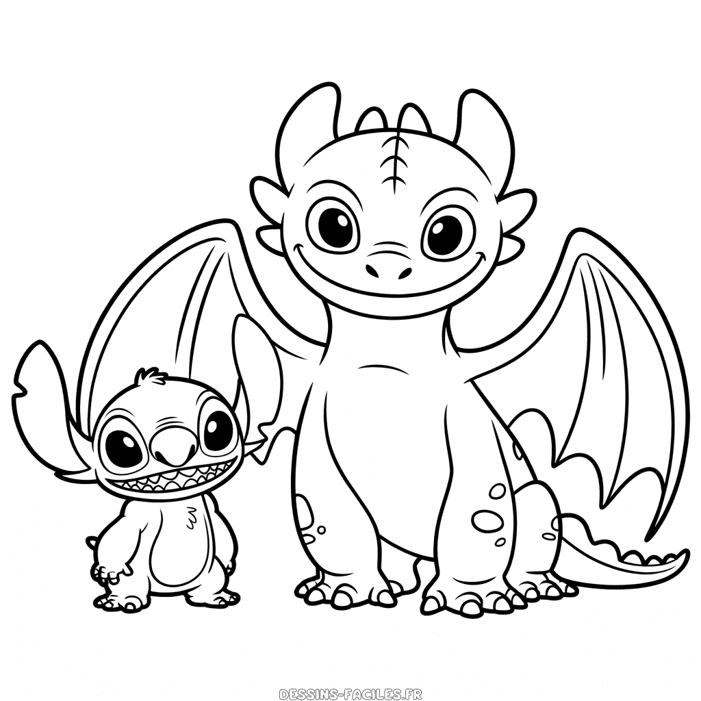 Dessin Facile Krokmou le Dragon et Stitch