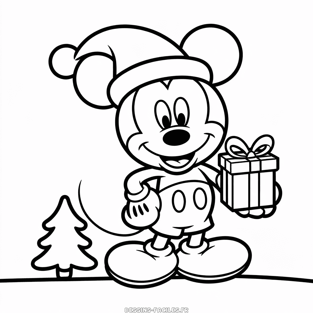 Dessin Facile Noël de Mickey