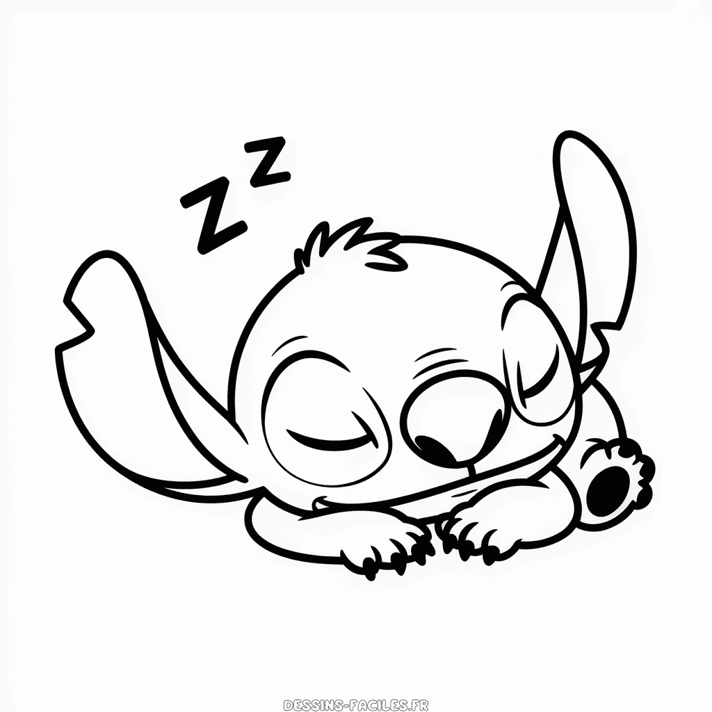 Dessin Facile Stitch en train de dormir