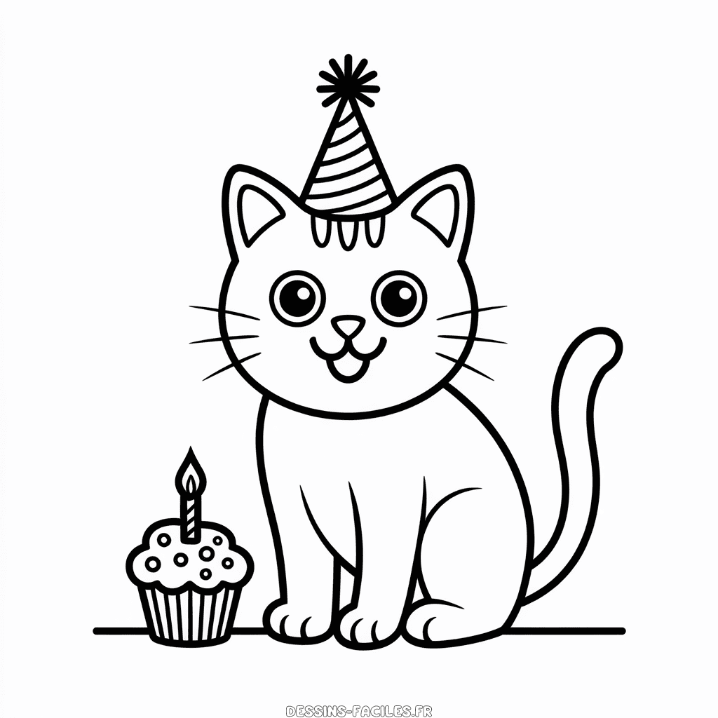 Dessin Facile Anniversaire de Chat