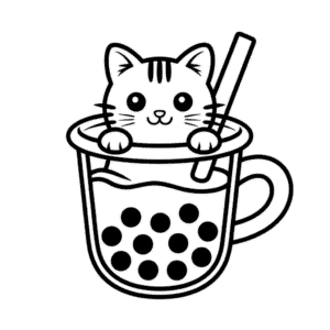 Dessin Facile Chat dans le Boba
