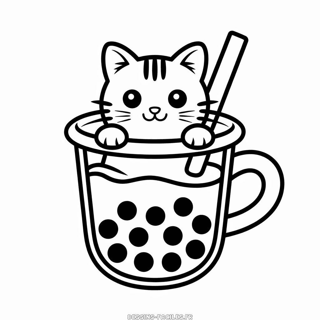 Dessin Facile Chat dans le Boba