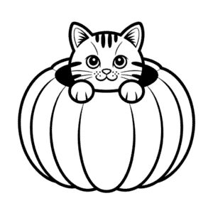 Dessin Facile Chat dans une Citrouille
