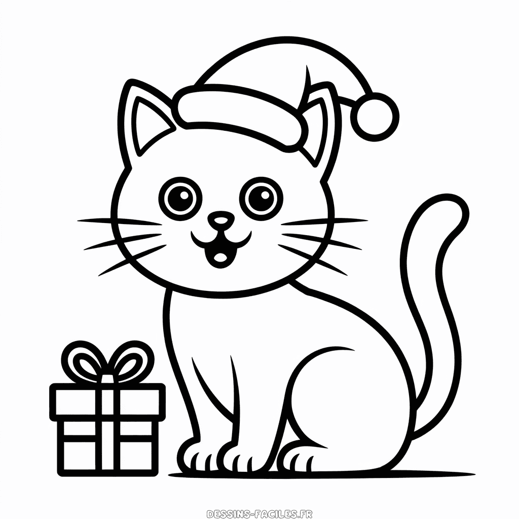 Dessin Facile Chat de Noël
