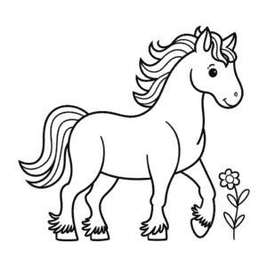 Dessin Facile Cheval noir et blanc