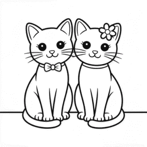 Dessin Facile Couple de Chats
