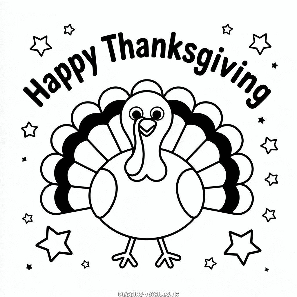Dessin Facile Dinde de Thanksgiving