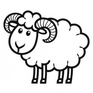 Dessin Facile Mignon Mouton avec des cornes