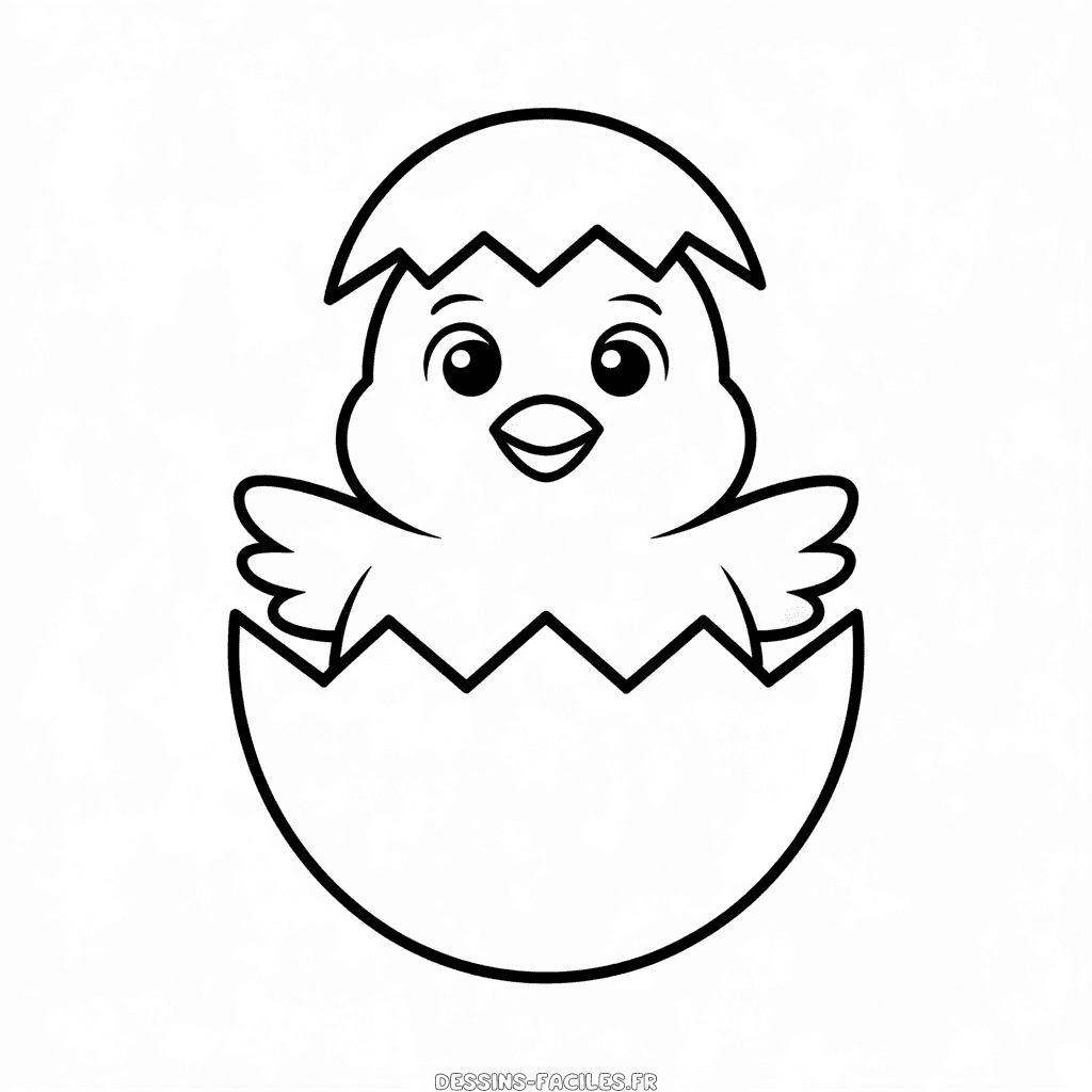 Dessin Facile Poule dans l'œuf éclosoir