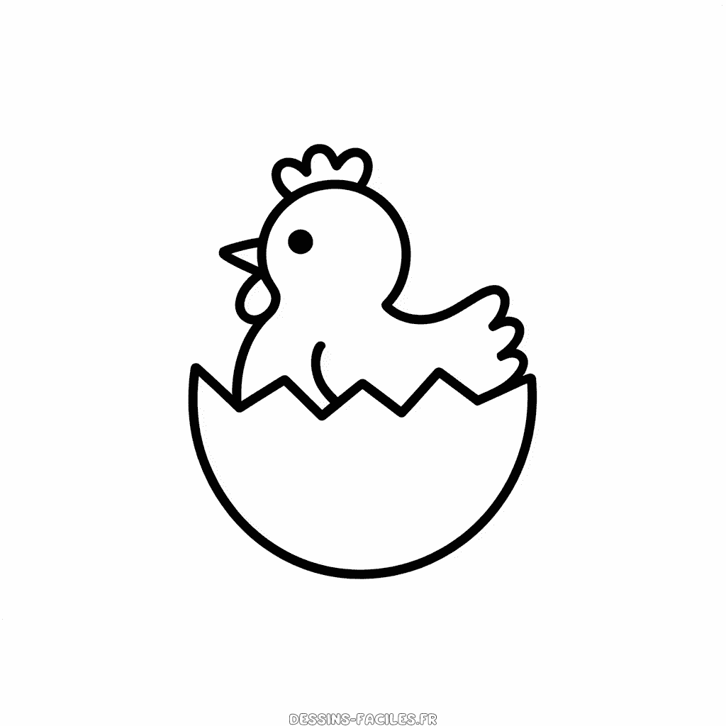 Dessin Facile Poussin bébé dans l'œuf