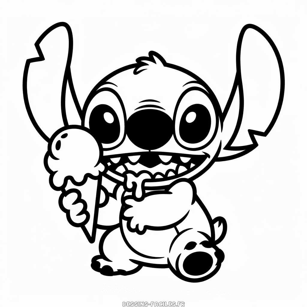 Dessin Facile Stitch avec une Glace