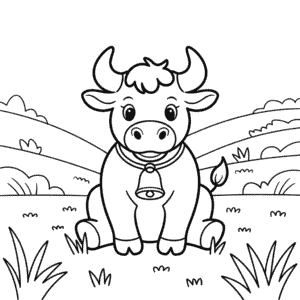 Dessin Facile Taureau dans l'herbe