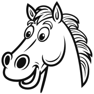 Dessin Facile Tête de cheval drôle